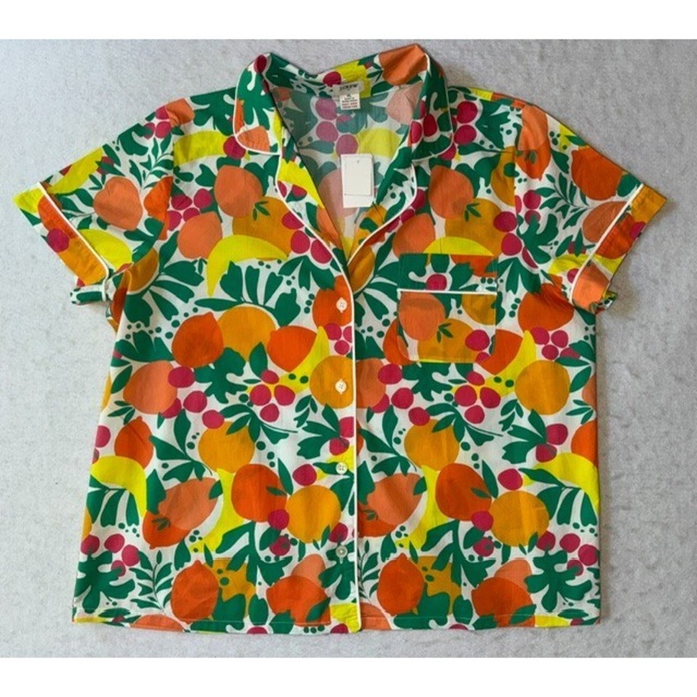 New women's XL J Crew Factory Citrus Fruit Short Sleeve Pajama Shirt Oranges